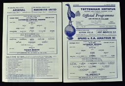 1957/58 Tottenham Hotspur v FA Amateur XI floodlit match programme 24 March 1958, single sheet;
