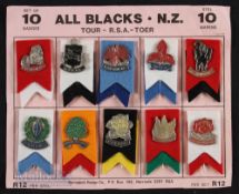 Scarce Attractive Ribbons/Badges South Africa v New Zealand 1950s (10): Still unused & attached to