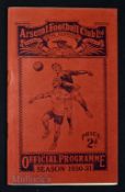 1930/31 Arsenal (Champions) v Grimsby Town Div. 1 match programme 6 December 1930; fair condition