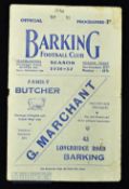 1936/37 Barking v Harwich & Parkeston FAC match programme 24 October 1936; poor/fair condition.