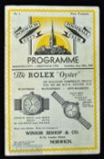 1936/37 Norwich City v Sheffield Utd Div. 2 match programme 29 August 1936 programme no. 1; staple