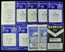 Selection of Barrow FC home match programmes to include 1947/48 Carlisle Utd, 1951/52 Halifax
