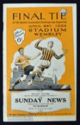 1926 FA Cup Final Football Programme at Wembley Bolton Wanderers v Manchester City 24 April 1926