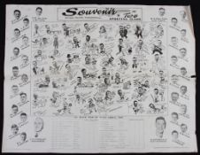 Rare 1949 All Blacks' South Africa Rugby Tour Poster: Superb large 'animated' caricature record of