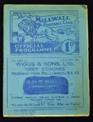 1939/1940 War abandoned season Millwall v Norwich City match programme 21 October 1939 Football