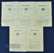 1951/52 Bradford PA home match programmes v Sheffield Wednesday (FAC), Southport, Bradford City,