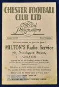 1947/48 Chester v Manchester City friendly match programme 14 April 1948; fair condition.
