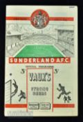 1952/53 Sunderland v Manchester Utd match programme dated Wednesday 18 February 1953 at Roker