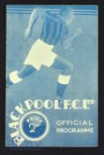 1936/37 Blackpool v Huddersfield Town reserves Central League match programme 20 March 1937;