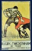 1930s Repro Poster Print Rugby at Twickenham: Fine coloured print, c17