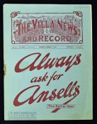 1932/33 Aston Villa v Blackburn Rovers Div 1 match programme 17 December 1932; fair/good condition.