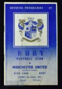 1955/56 Bury v Manchester Utd friendly match programme 4 October 1955 at Gigg Lane; creases, age