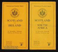 Scarce 1932 Scotland v South Africa & v Ireland Rugby Programmes