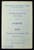 1960/61 Everton v Bury football league cup match programme for the 3rd round 23 November 1960, 4