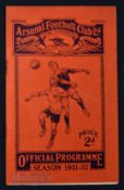 1931/32 Arsenal v Blackpool Div. 1 match programme 20 February 1932; score to team page o/wise good.