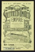 1904/05 Sheffield Utd v Preston NE Div. 1 match programme 22 October 1904; no writing, good