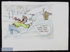 Pontypool Rugby Original Cartoon B: Referring to the Cup Rugby trials of Pontypool RFC with the
