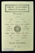 1945/46 War League North Crewe Alexandra v Wrexham single sheet match programme; slight crease, team
