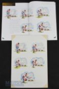Rare Original Trevillion Rugby Artwork & Autographed Book (2): Carefully mounted to light board