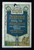 1923 FA Cup Final Football Programme Bolton Wanderers v West Ham Utd 28 April at Wembley, fair