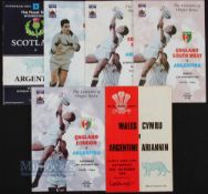 1976-1996 Argentina in the UK Rugby Programmes (6): 1976 v Wales XV; 1990 v Scotland; 1996 v