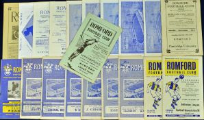 Selection of Romford home match programmes to include 1948/49 Moor Green (FAAC), 1949/50 Cambridge