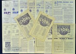 Selection of Ilford FC home match programmes to include 1946/47 Harwich & Parkeston (Essex SC),