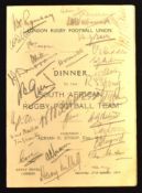 Very Rare 1931 Multi-Signed London v South African Springboks Rugby Dinner Menu: An astonishing