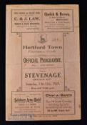 1923/24 FAAC football programme Hartford Town v Stevenage 4 pager 13 October 1923; fair/good