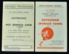1951/52 Gateshead FAC match programmes v Ipswich Town (3rd round, 2nd replay at Sheffield Utd) 21