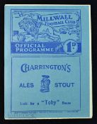 Pre-War 1938/39 Millwall v Tranmere Rovers Div. 2 match programme 29 April 1939 at The Den, has