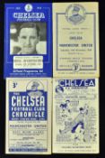 Chelsea v Manchester Utd match programmes 1946/47, 1947/48, 1948/49, 1949/50 seasons. Fair/good