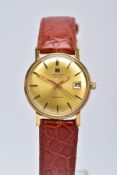 A GENTS 'TISSOT' WRISTWATCH, hand wound movement, round gold dial signed 'Tissot Swiss, Seastar',