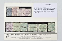 GB 1883 LILAC AND GREEN SET MINT overprinted 'SPECIMEN' MH
