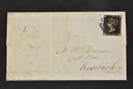 GB 1840 PENNY BLACK PK 4 margins on cover