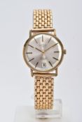 A MID TO LATE 20TH CENTURY GENTS 9CT GOLD ROTARY WRISTWATCH, silver dial with baton style markers,