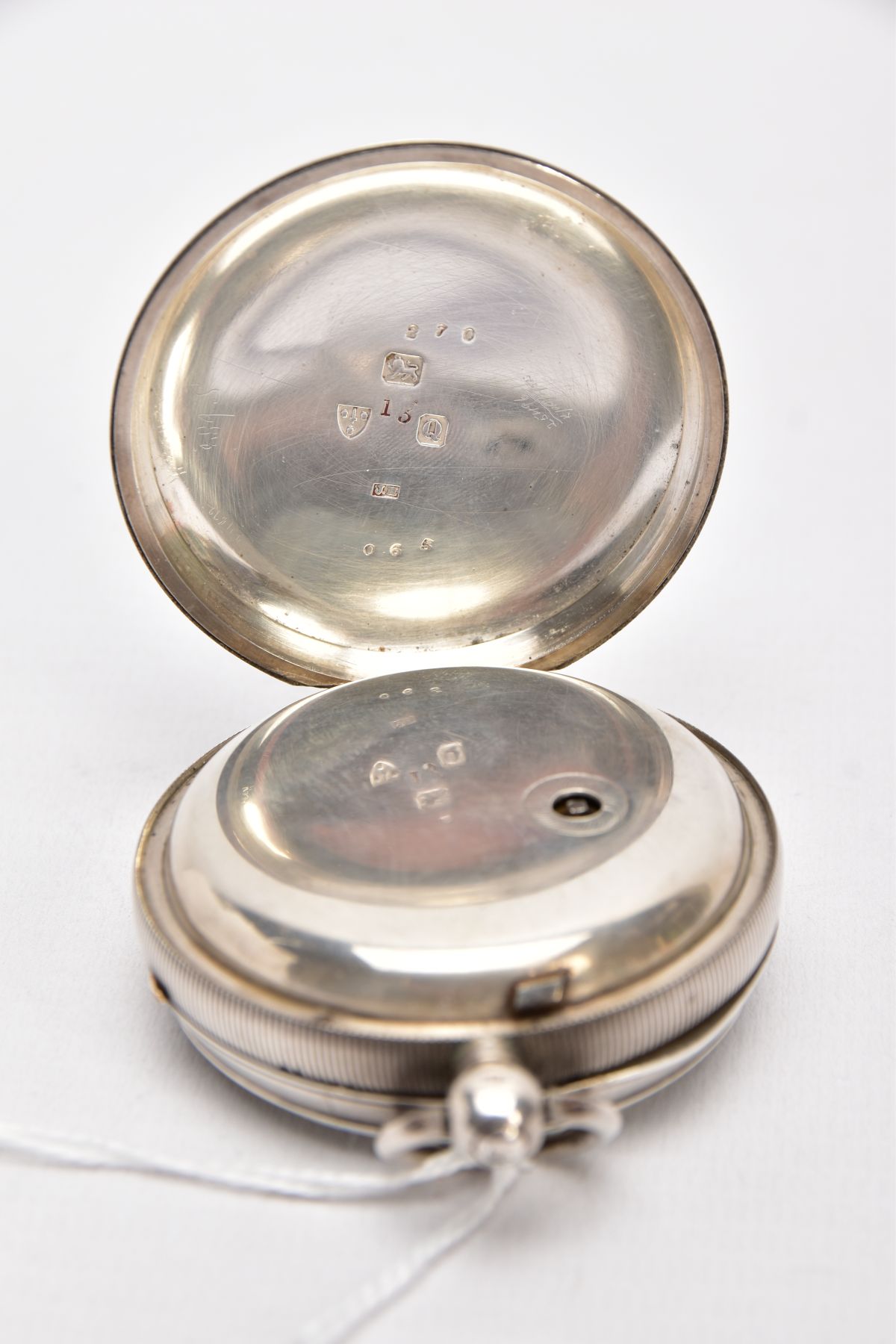 A LATE VICTORIAN SILVER, OPEN FACE POCKET WATCH, white dial signed 'G.Aaronson, Manchester', Roman - Image 4 of 6