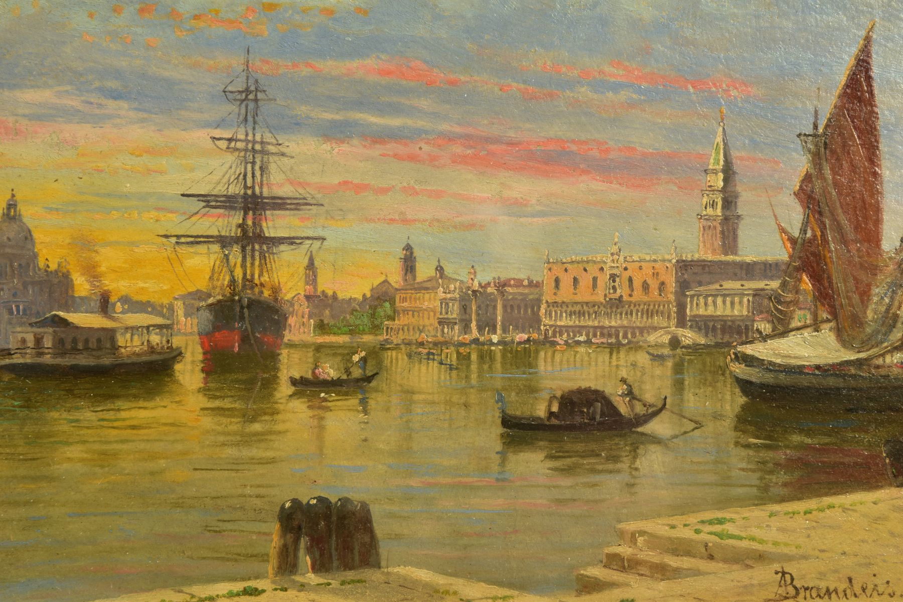 ANTONIETTA BRANDEIS/ANTONIE BRANDEISOVA (CZECH 1848-1926) 'GRAND CANAL, VENICE' gondolas, three - Image 3 of 7