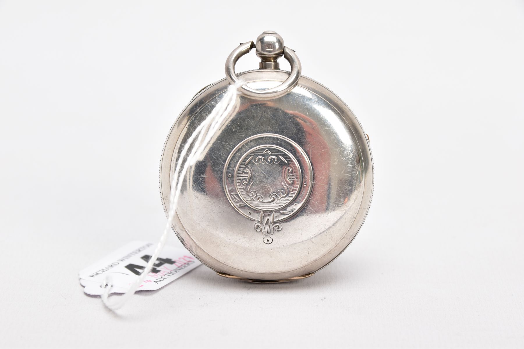 A LATE VICTORIAN SILVER, OPEN FACE POCKET WATCH, white dial signed 'G.Aaronson, Manchester', Roman - Image 2 of 6