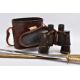 A BROWN LEATHER CASE BOXED PAIR OF BELIEVED IMPERIAL JAPANESE ARMY WWII ERA BINOCULARS, the left - Image 4 of 16
