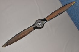 A LARGE WOODEN WITH METAL TRIM AERO PROPELLOR for the Gipsy Major Aircraft by De-Haviland, total