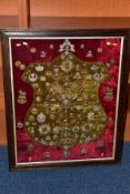A LARGE PERIOD GLAZED FRAME 98CM X 80CM, which has a red velvet back, and has a slightly smaller