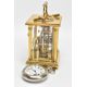 A BRASS CARRIAGE CLOCK AND A MILITARY POCKET WATCH, a white enamel face with black Roman numerals, - Image 4 of 7