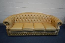 A TAN LEATHER CHESTERFIELD SOFA, inner width 176cm x 242cm