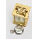 A BRASS CARRIAGE CLOCK AND A MILITARY POCKET WATCH, a white enamel face with black Roman numerals, - Image 7 of 7