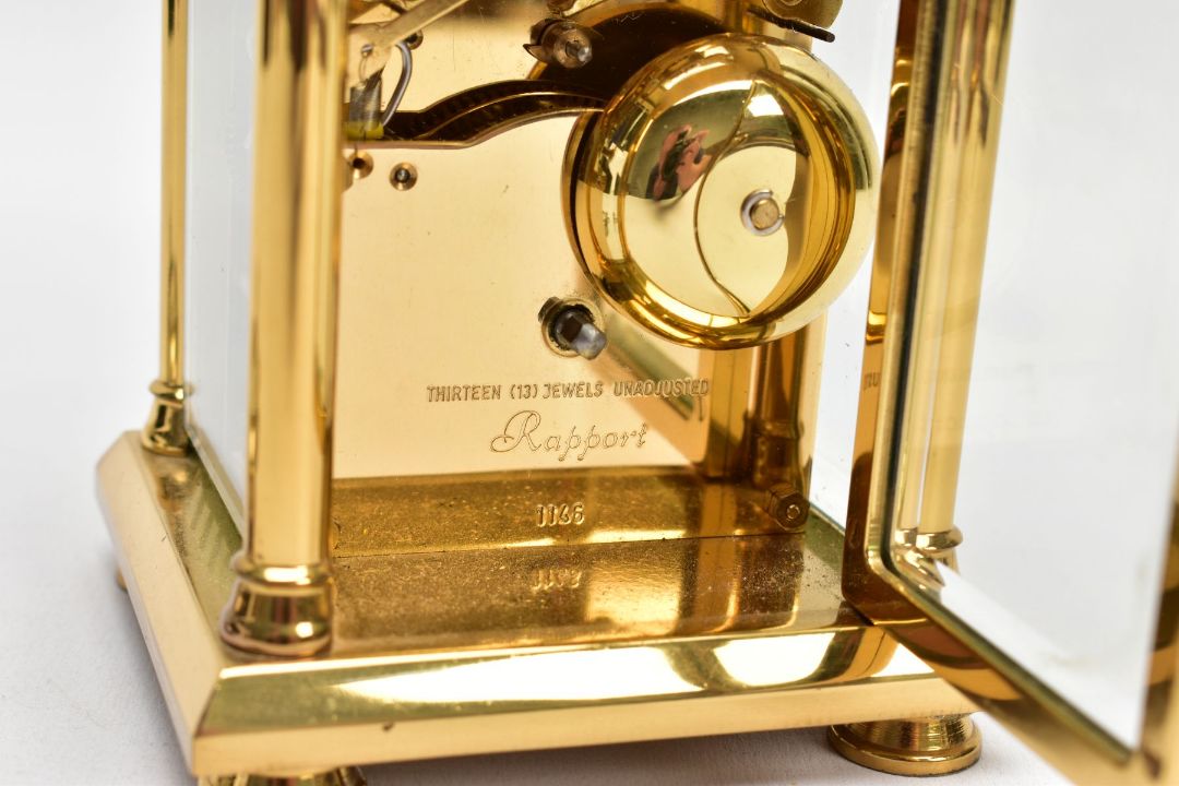 A BRASS CARRIAGE CLOCK AND A MILITARY POCKET WATCH, a white enamel face with black Roman numerals, - Image 6 of 7