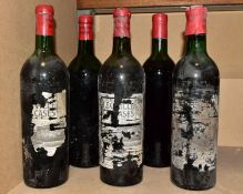 CHATEAU LEOVILLE LAS CASES, five bottles of Leoville Las Cases Saint-Julien, probable 1960's -