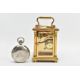 A BRASS CARRIAGE CLOCK AND A MILITARY POCKET WATCH, a white enamel face with black Roman numerals, - Image 2 of 7
