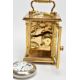 A BRASS CARRIAGE CLOCK AND A MILITARY POCKET WATCH, a white enamel face with black Roman numerals, - Image 5 of 7