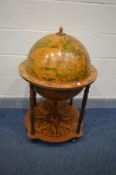 A MID 20TH CENTURY DRINKS GLOBE, diameter 60cm x height 92cm